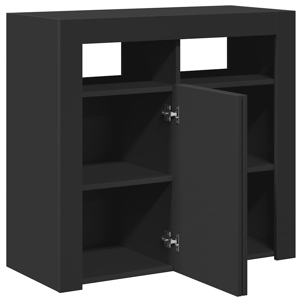 Sideboard mit LED-Leuchten Schwarz 80x35x75 cm